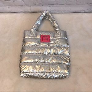 Justice Girls Puffy Silver Weekender Tote